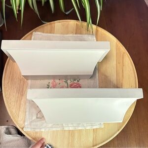 White Floating Shelves – Set of 2 | Fluted Bottom | 12” Length